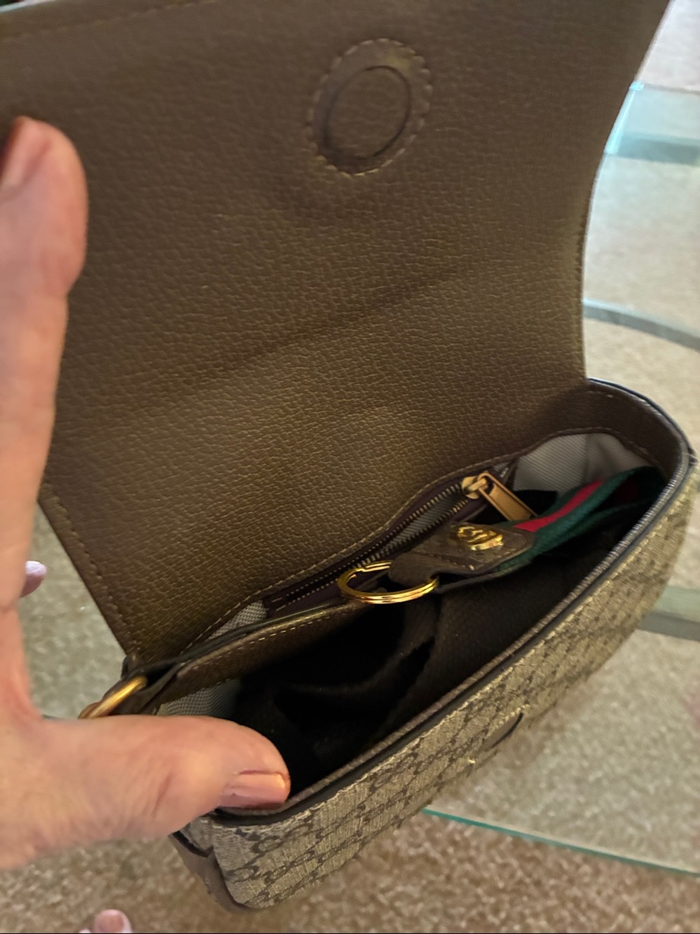 Beige Supreme Crossbody with Green-Red Web Stripe copy - Picture 14 of 14